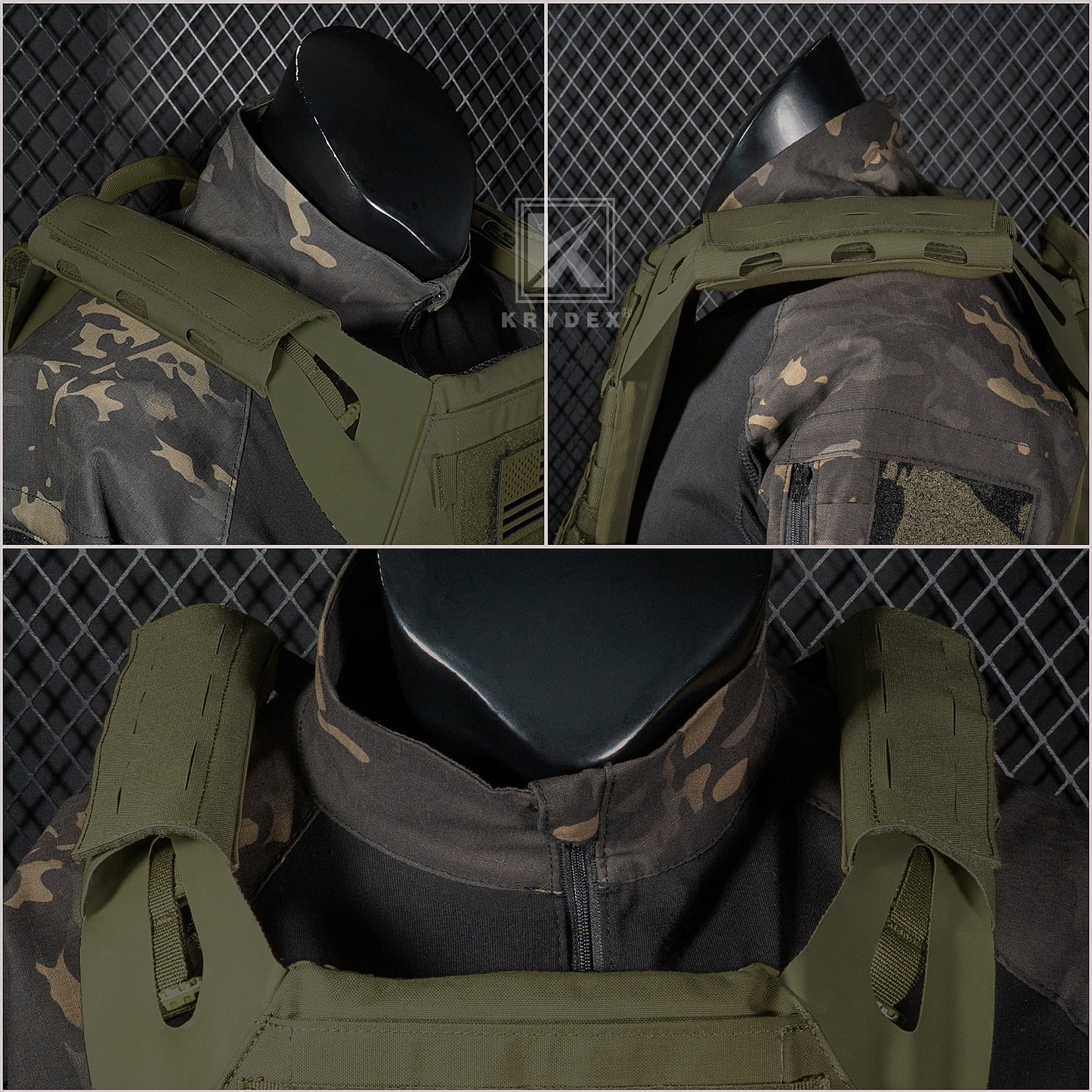Krydex Tactical Shoulder Pads Soft EVA Cushion for Vest Carrier Chest Rig Slingster Laser Cut Organizer Fits 2" - 2.5" Strap