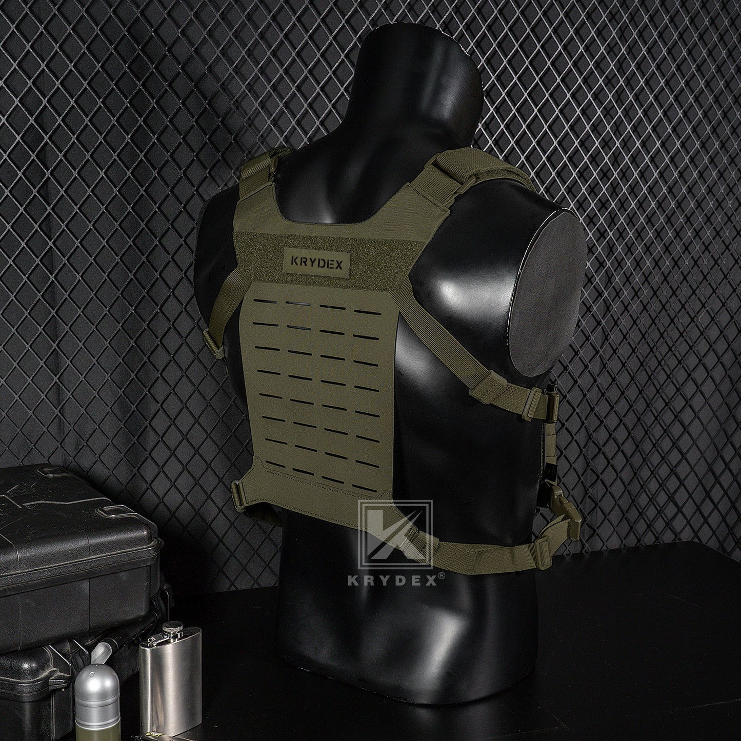 Krydex Tactical Chest Rig Shoulder Strap with Back MOLLE Panel Add-on Loading System