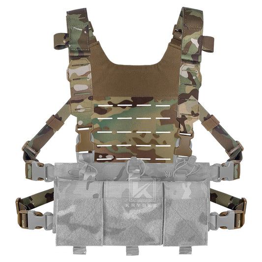 Krydex Tactical Chest Rig Shoulder Strap with Back MOLLE Panel Add-on Loading System