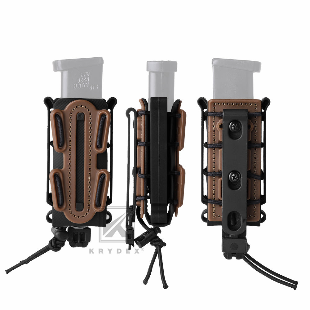 KRYDEX Soft Shell 9mm Pistol Magazine Pouch Mag Carrier with Clip Tall
