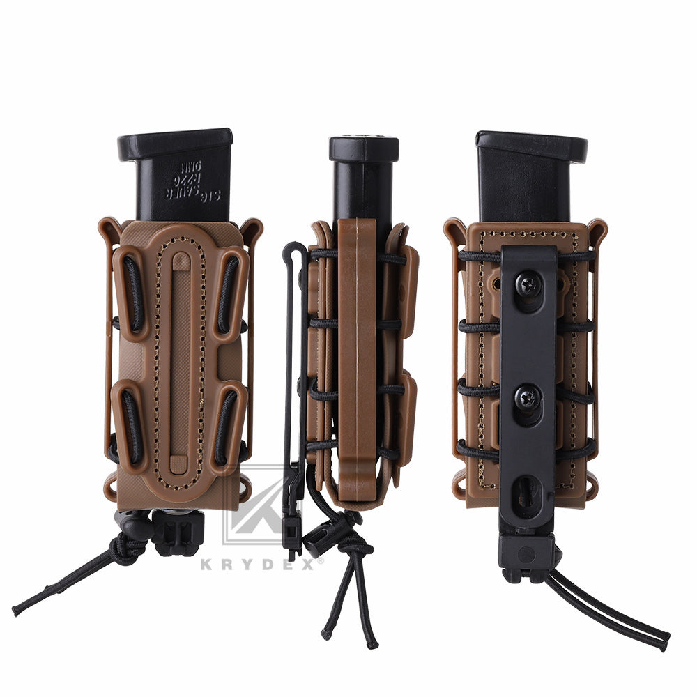 KRYDEX Soft Shell 9mm Pistol Magazine Pouch Mag Carrier with Clip Tall