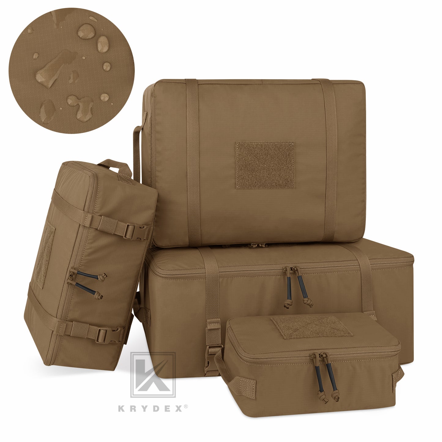 Krydex Tactical Travel Packing Organizer 70D Nylon Packing Cubes Waterproof Luggage Bags YKK Zipper 4pcs set
