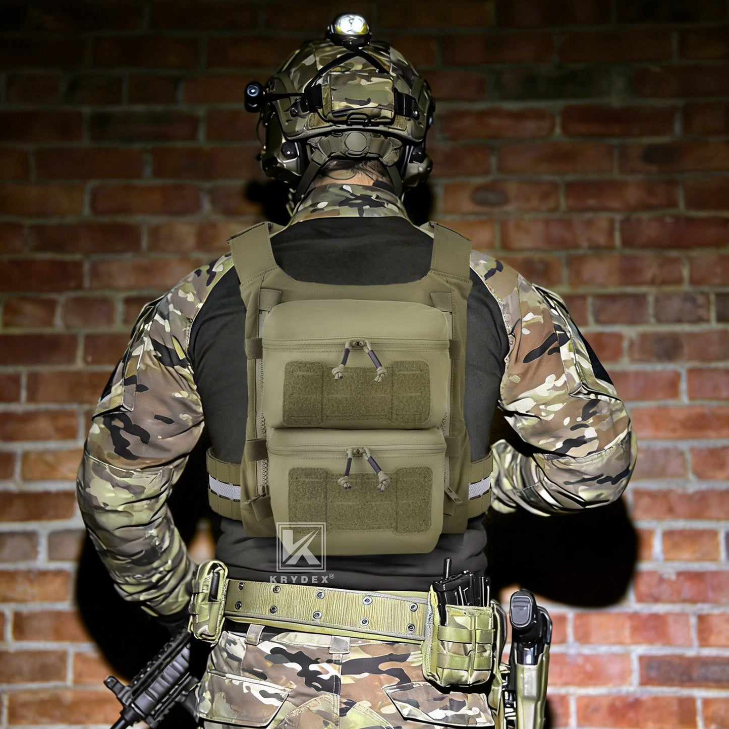 Krydex Tactical Back Panel Double Pouch Assault Zip On Modular Backpack for V5 vest