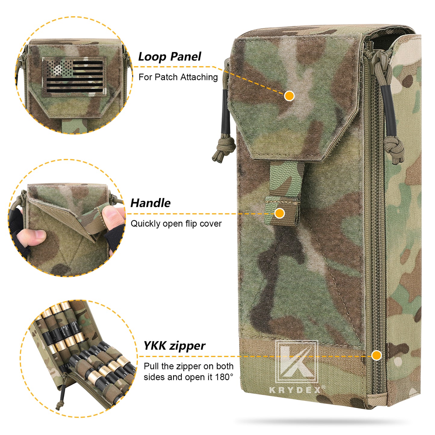 Krydex Tactical Rip Away Shot Shell Holder for 8 Guage 12 Guage Shotgun Cartridge Hunter Ammo Pouch