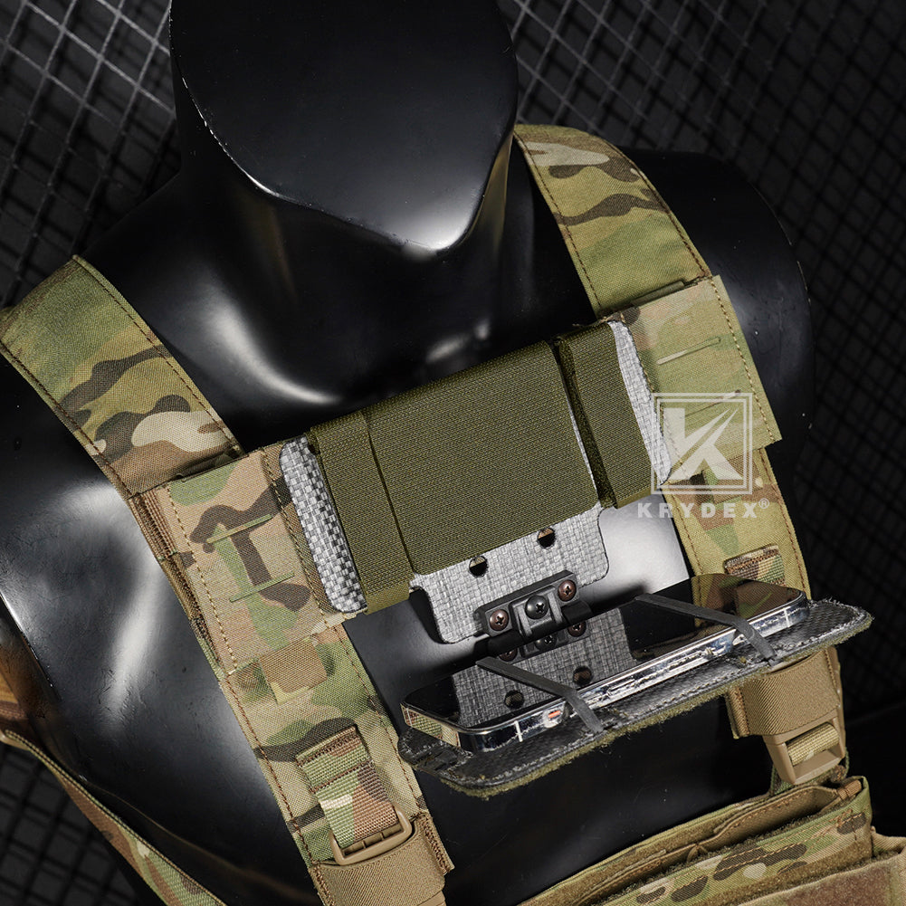 Krydex Tactical Chest Rig MOLLE Panel Front Chest Holder Bridge Phone Mount for D3CR MK3 MK4 UW SOP Rigs