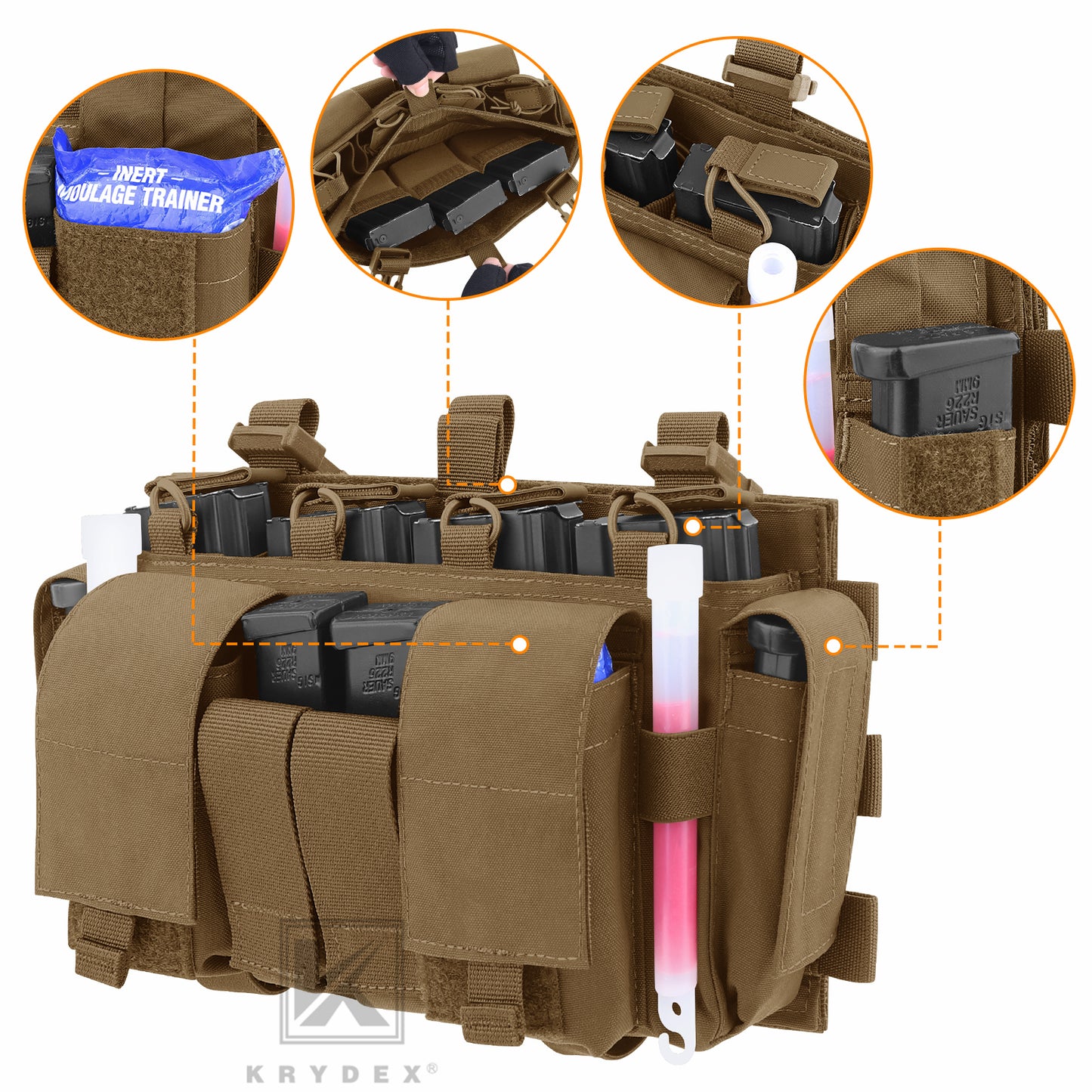 KRYDEX Tactical MF IV Placard 556 & 9mm Magazine Pouch for SCARAB Plate Carrier Vest