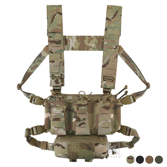 Krydex Tactical Chest Rig Triple Elastic 556 Magazine Pouch Placard GP Pouch Mini Drop Dangler Pouch