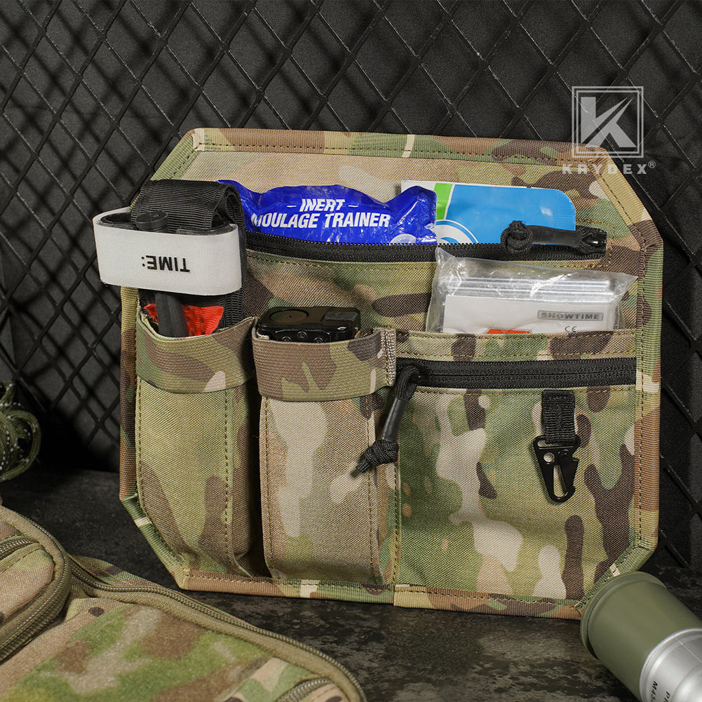 Krydex Tactical Hook Backed Organizer Panel Admin Insert EDC Pouch for Backpack Range Bag Accessory organizer Outdoor survival gear panel