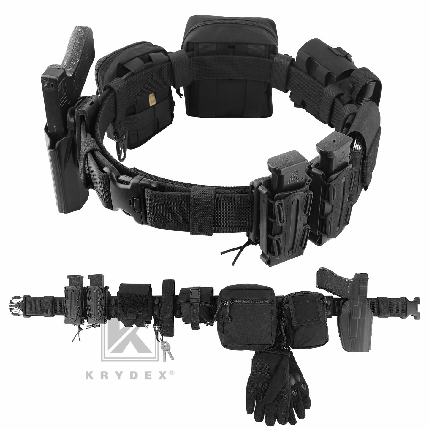 Krydex Police Duty Belt 2" Law Enforcement Officer Nylon Outer 1.5" Inner Belt + 6 Keepers