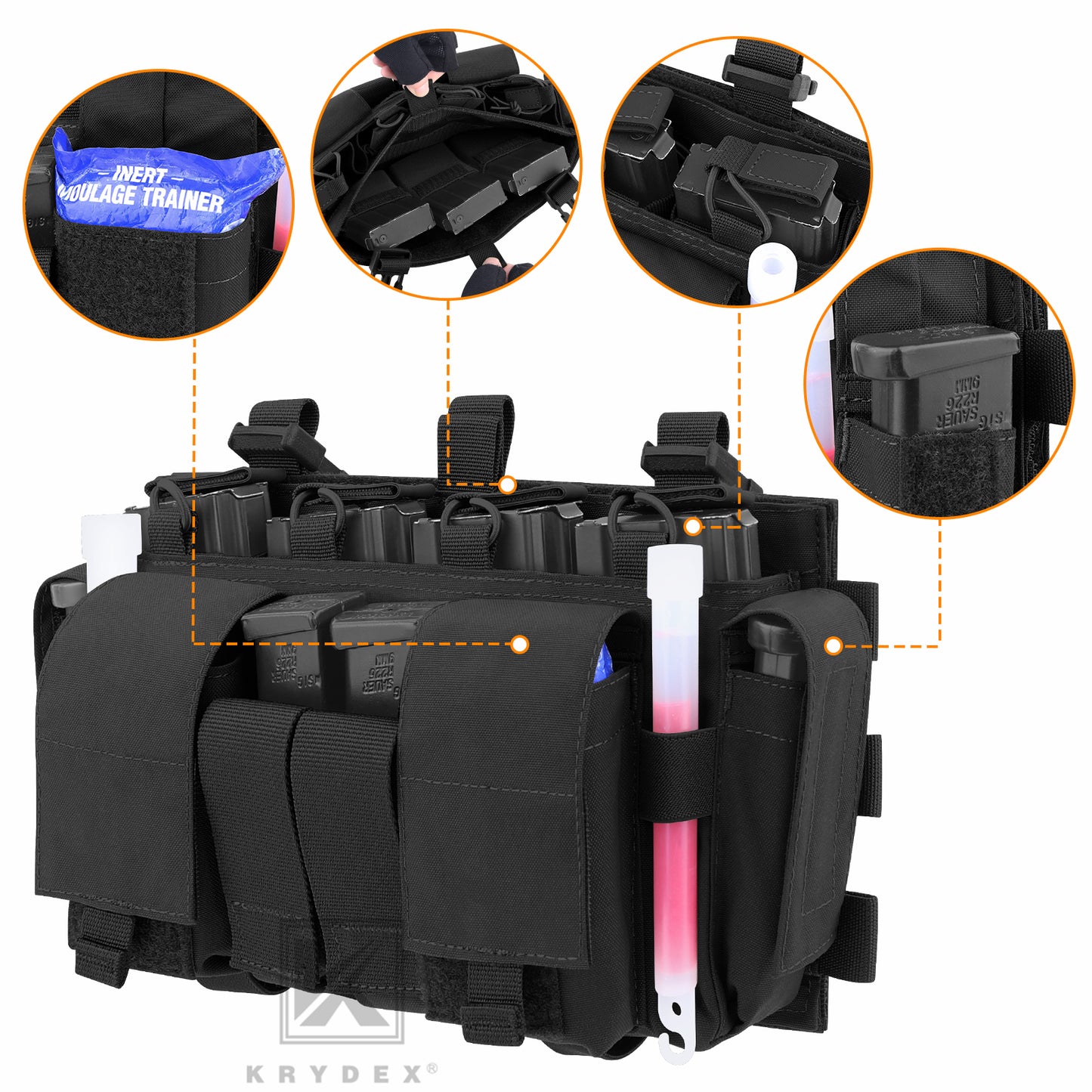 KRYDEX Tactical MF IV Placard 556 & 9mm Magazine Pouch for SCARAB Plate Carrier Vest