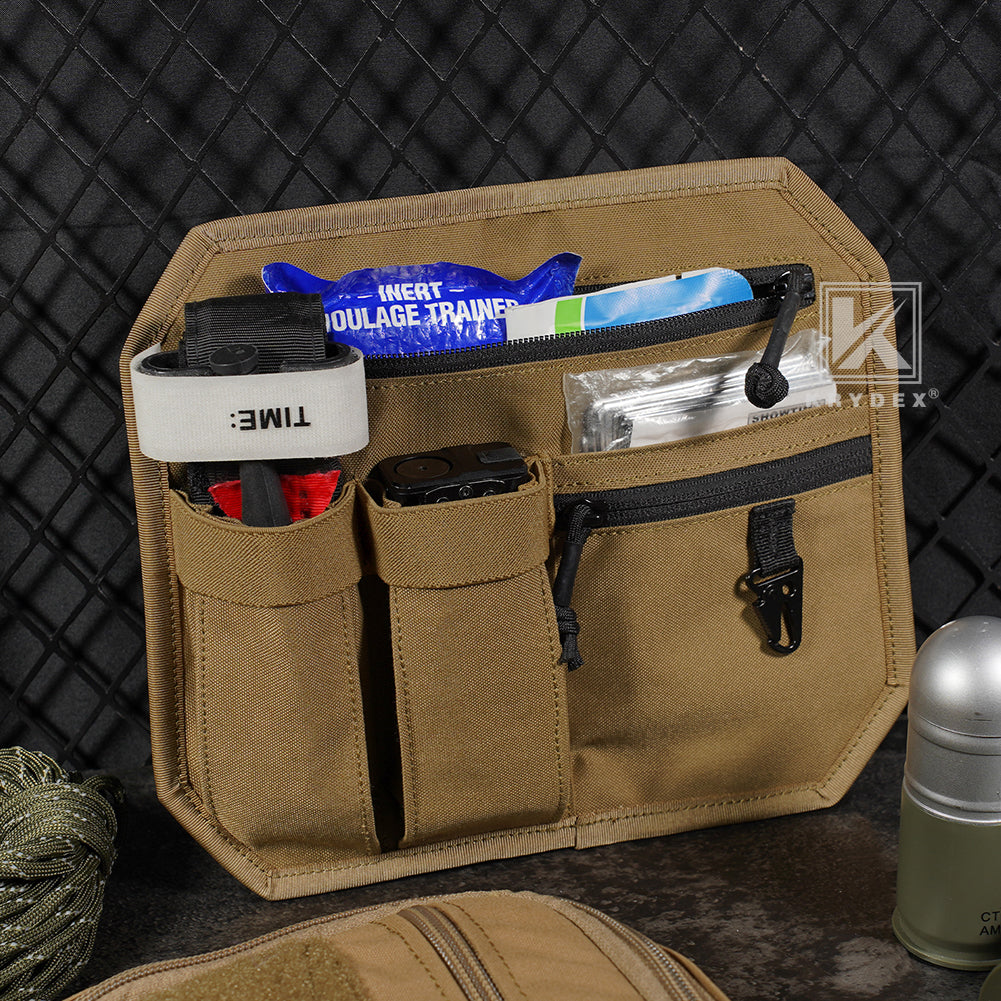 Krydex Tactical Hook Backed Organizer Panel Admin Insert EDC Pouch for Backpack Range Bag Accessory organizer Outdoor survival gear panel
