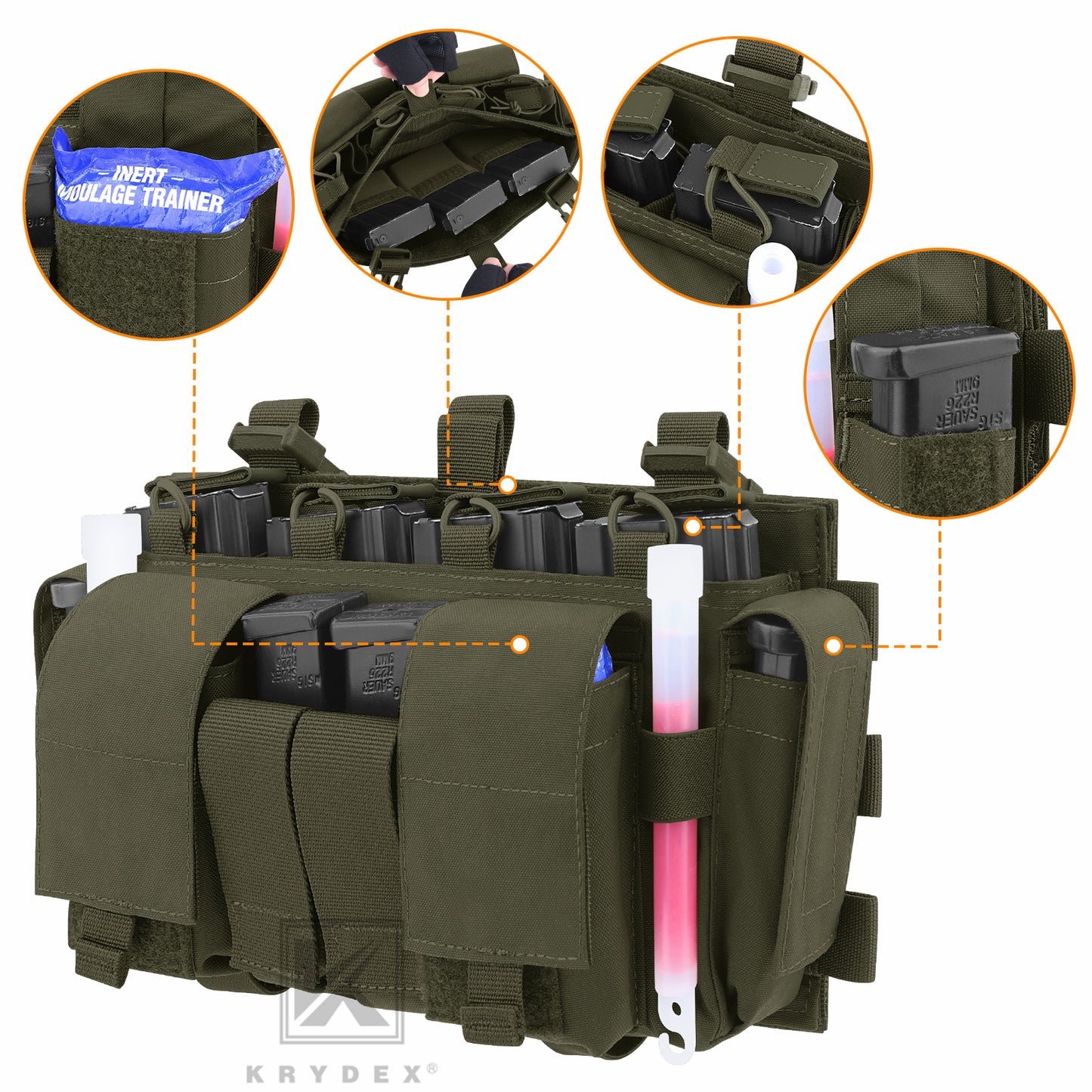 KRYDEX Tactical MF IV Placard 556 & 9mm Magazine Pouch for SCARAB Plate Carrier Vest
