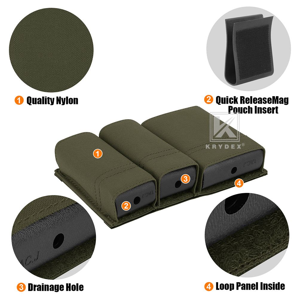 Krydex Tactical Double 9mm & 5.56 Magazine Pouch Mag Holder Duty Belt & Molle Compatible