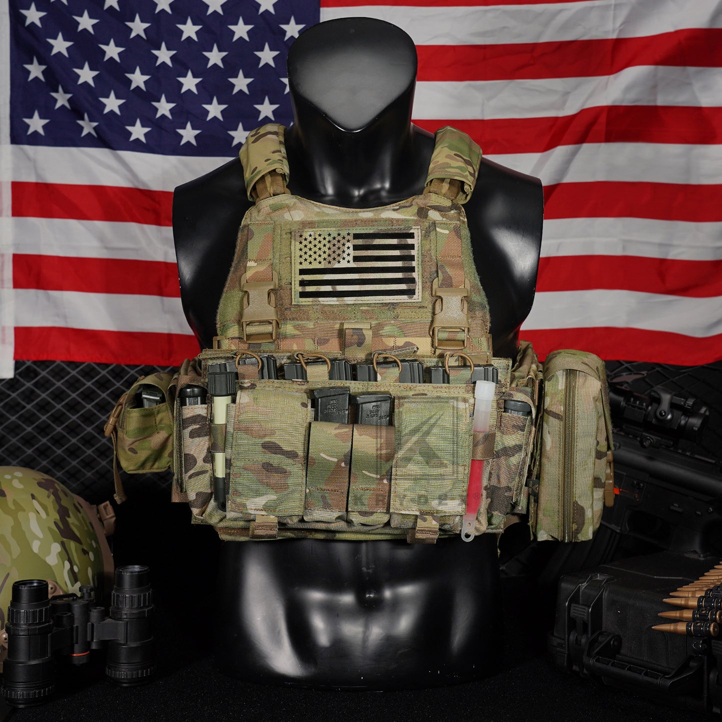 KRYDEX Tactical SCARAB Plate Carrier Heavy Duty Modular MOLLE Vest + MF IV Placard 556 & 9mm Magazine Pouch