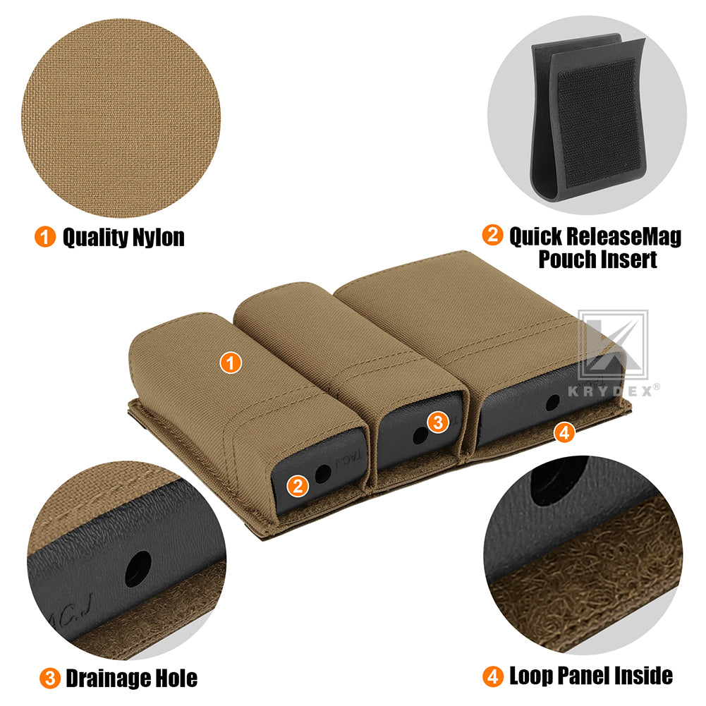 Krydex Tactical Double 9mm & 5.56 Magazine Pouch Mag Holder Duty Belt & Molle Compatible