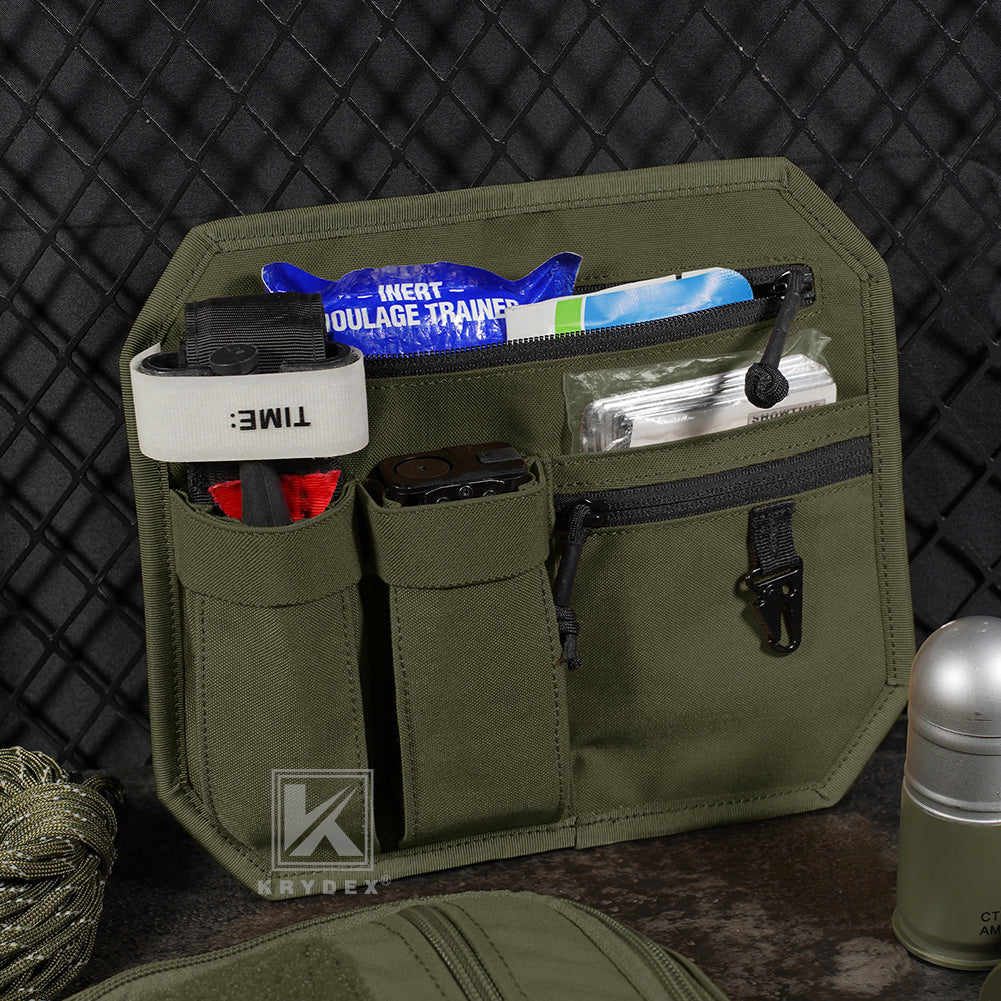 Krydex Tactical Hook Backed Organizer Panel Admin Insert EDC Pouch for Backpack Range Bag Accessory organizer Outdoor survival gear panel
