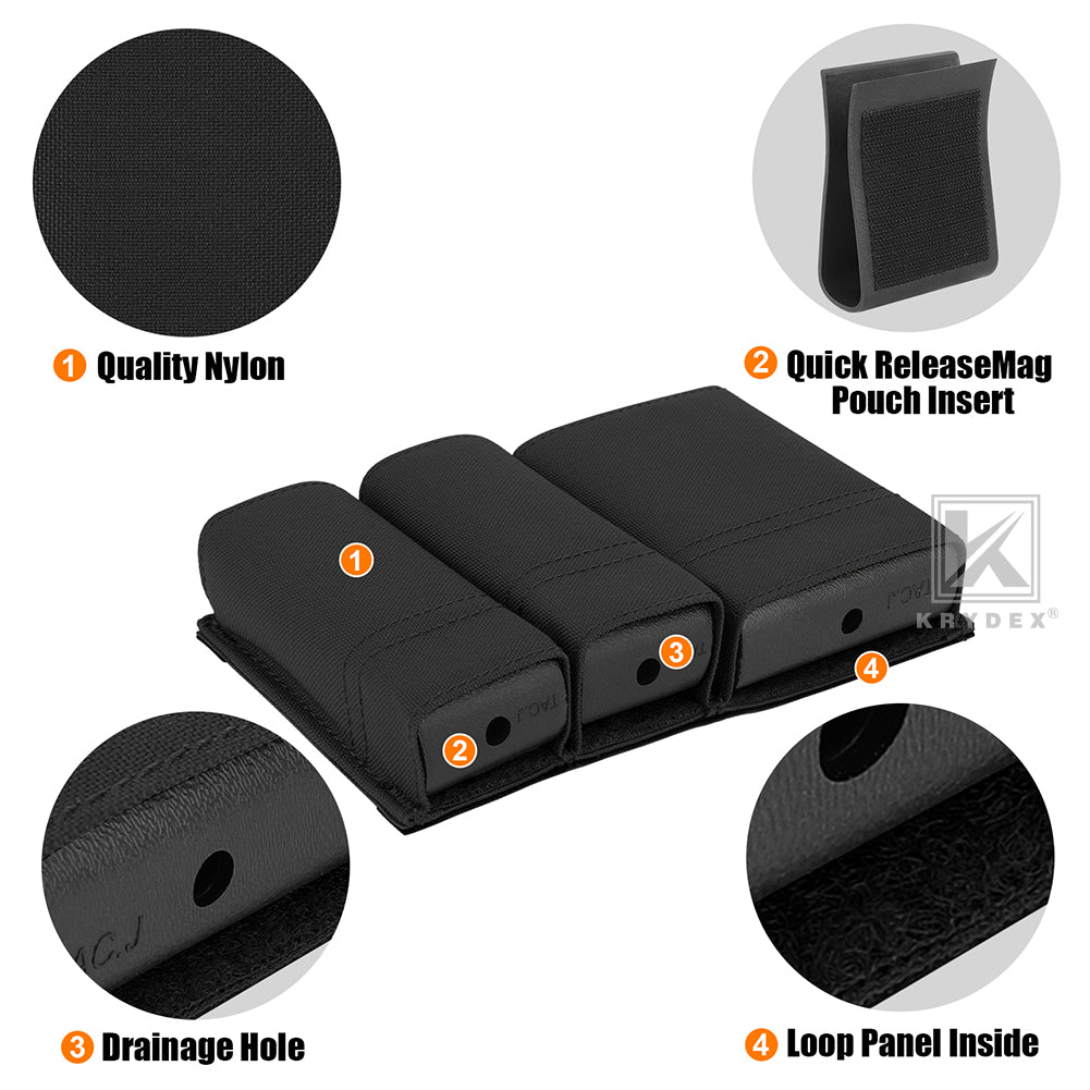 Krydex Tactical Double 9mm & 5.56 Magazine Pouch Mag Holder Duty Belt & Molle Compatible