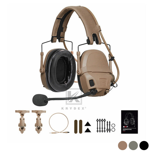 KRYDEX FCS AMP Tactical Headset Communication Noise Reduction Gear V20 V60 PTT
