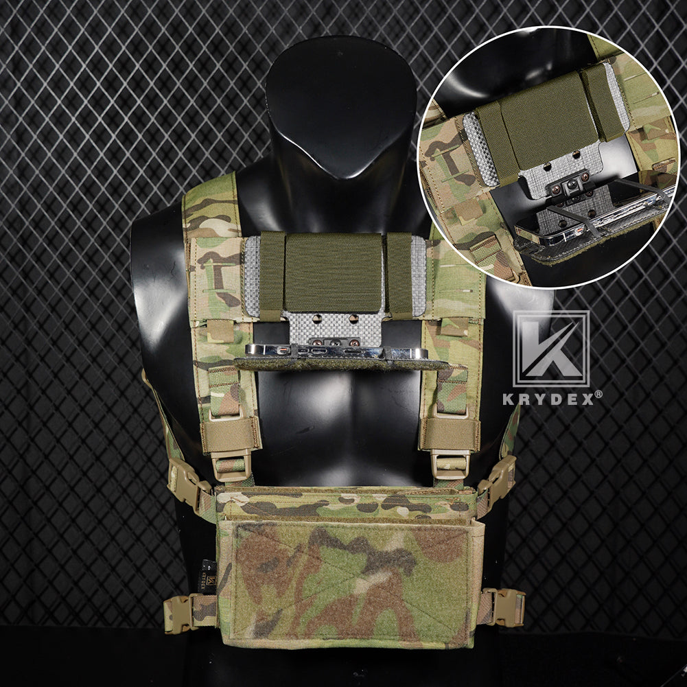 Krydex Tactical Chest Rig MOLLE Panel Front Chest Holder Bridge Phone Mount for D3CR MK3 MK4 UW SOP Rigs