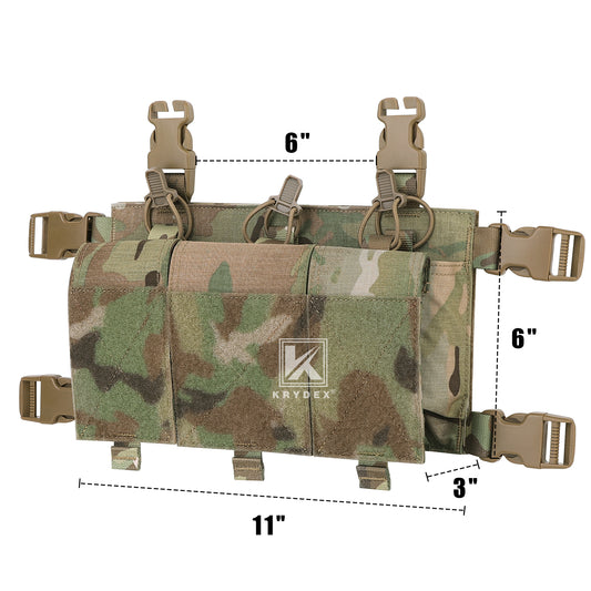 Krydex Tactical Triple 556 Magazine Pouch Placard 3x GP Pouches Detachable Mag Holders for Chest Rig and Vest