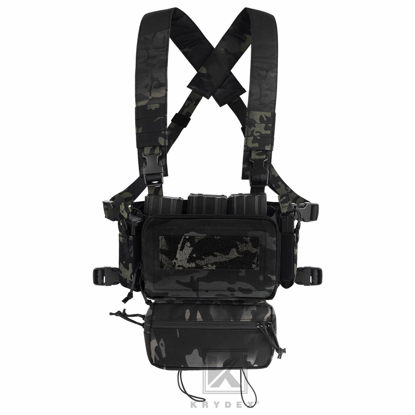KRYDEX Tactical D3CR Chest Rig 5.56 7.62 Rifle Pistol Mag Pouch Placard Carrier with D3 Flatpack Tactical Backpack