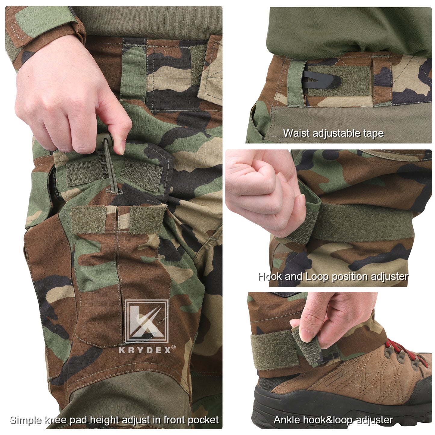 KRYDEX Combat Pants Tactical Cargo Trousers With Knee Pads