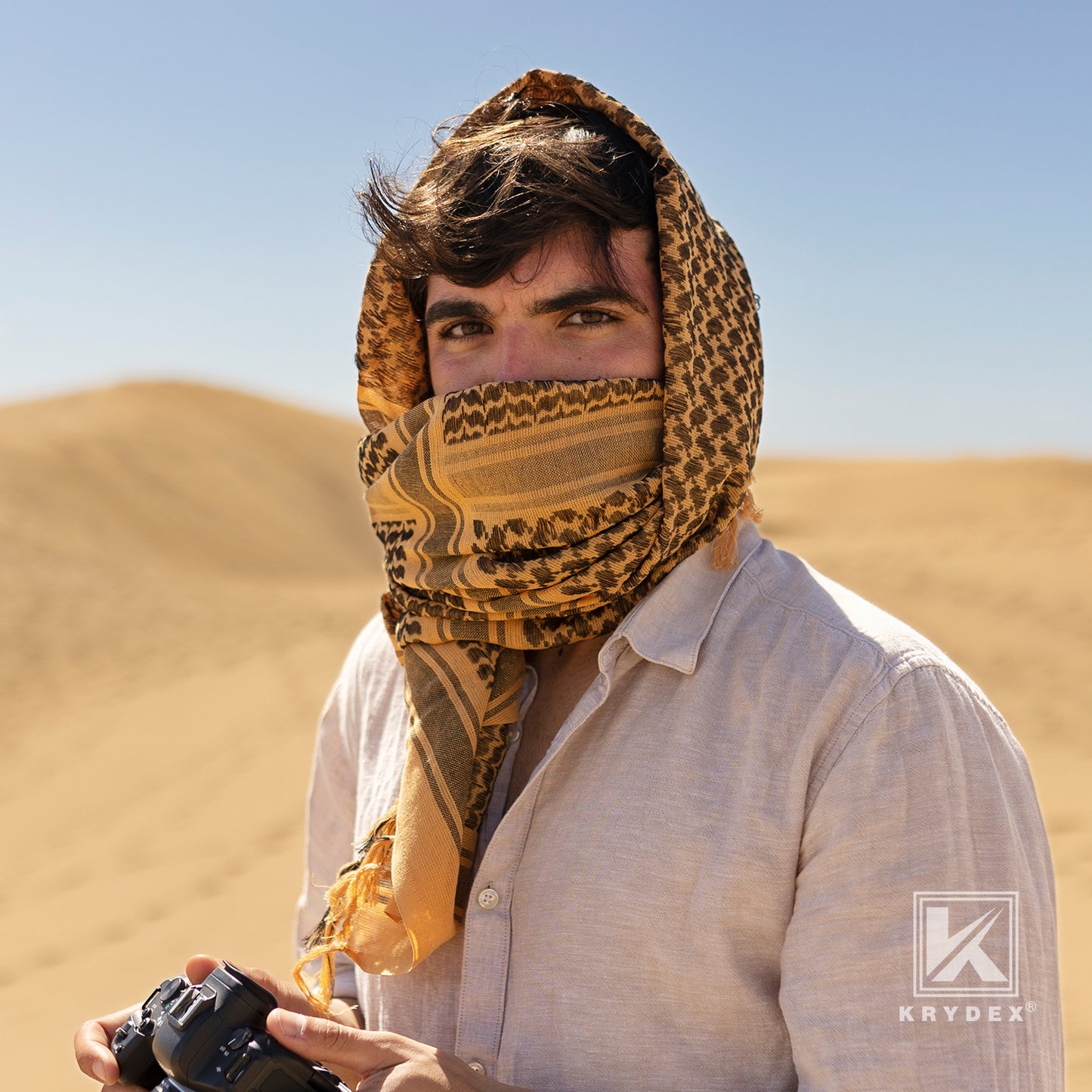 Krydex Tactical Scarf Headwrap Facecover Cotton Shemagh Breathable Balaclava Face Mask Neck Gaiter 43” x 43”
