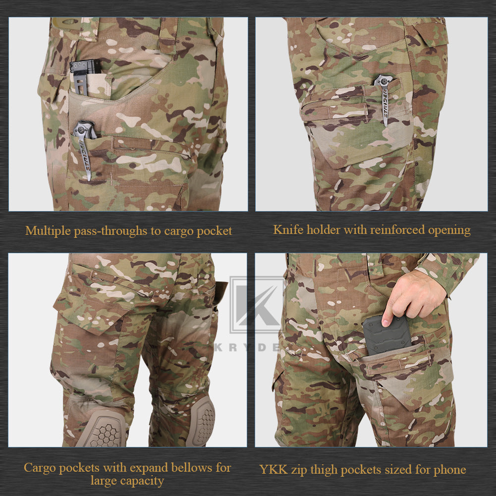 Krydex Tactical Men’s Combat Pants with Knee Pads Uniform Trousers