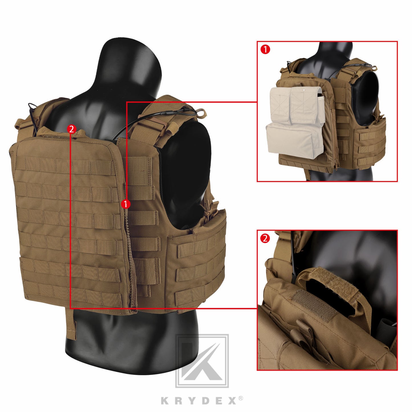 KRYDEX Tactical Plate Carrier Heavy Duty Modular MOLLE Vest