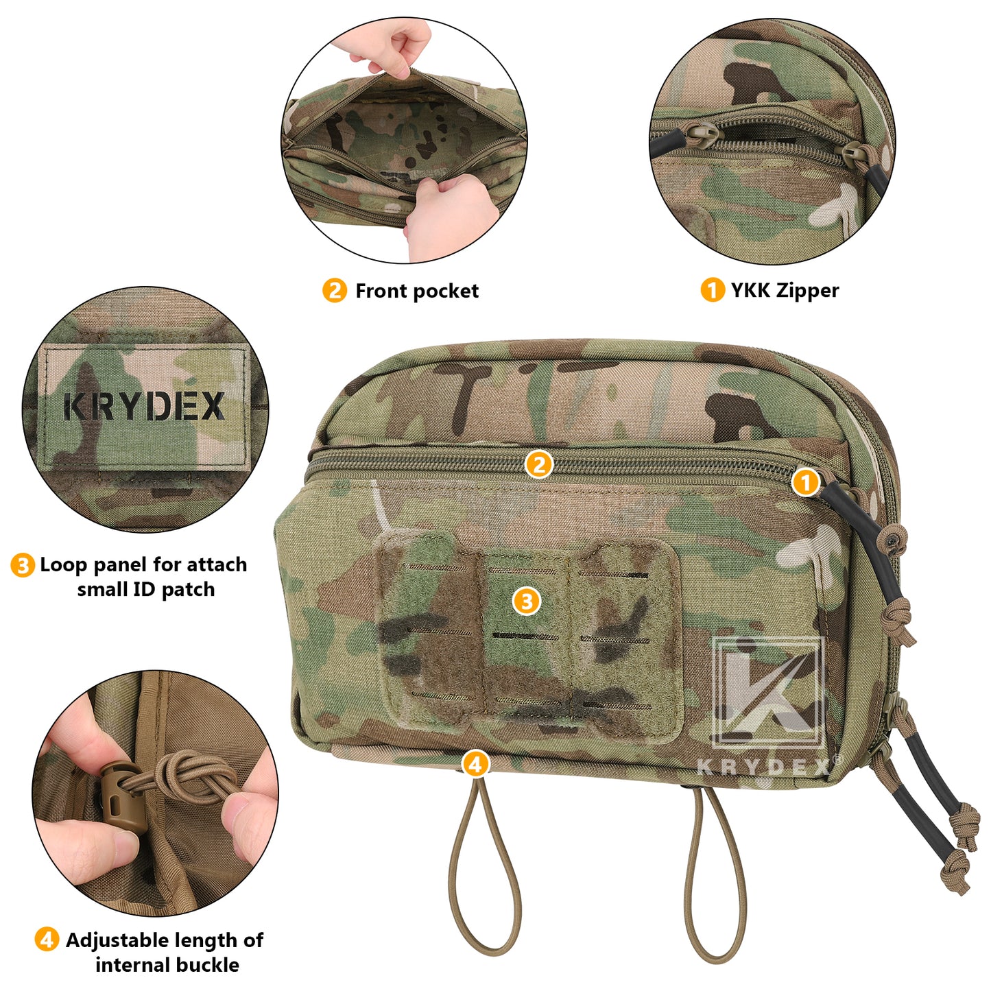 Krydex Tactical GP Pouch Modular MOLLE Utility Pouch Front Pocket for Vest and Chest Rig