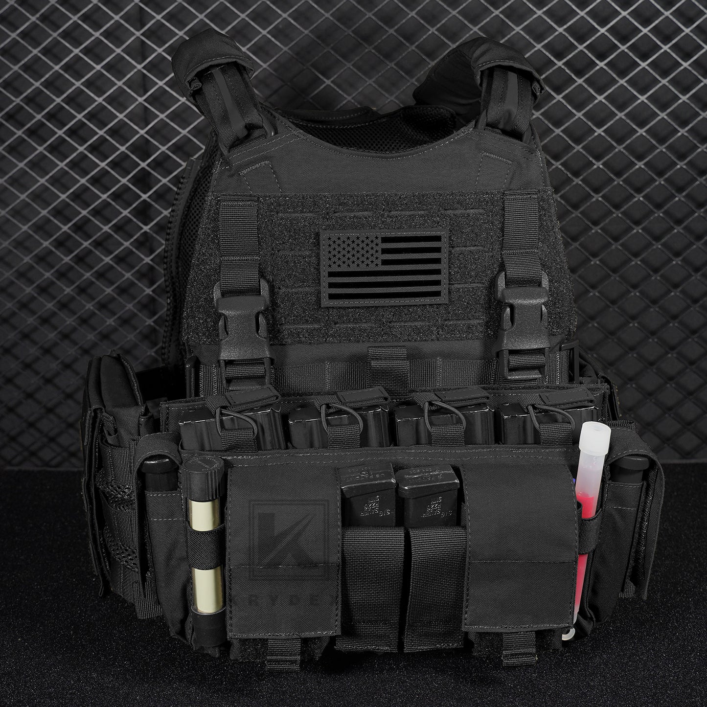 KRYDEX Tactical SCARAB Plate Carrier Heavy Duty Modular MOLLE Vest + MF IV Placard 556 & 9mm Magazine Pouch