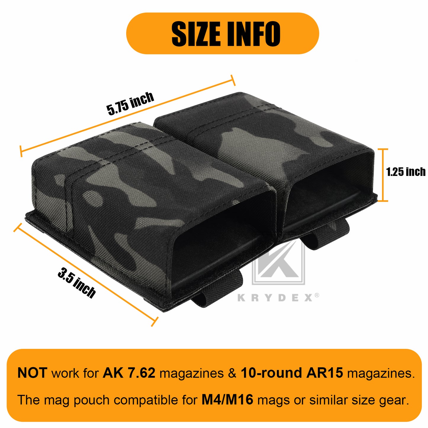 Krydex Tactical 5.56 Double Magazine Pouch M4 Mag Holder Duty Belt & Molle Compatible