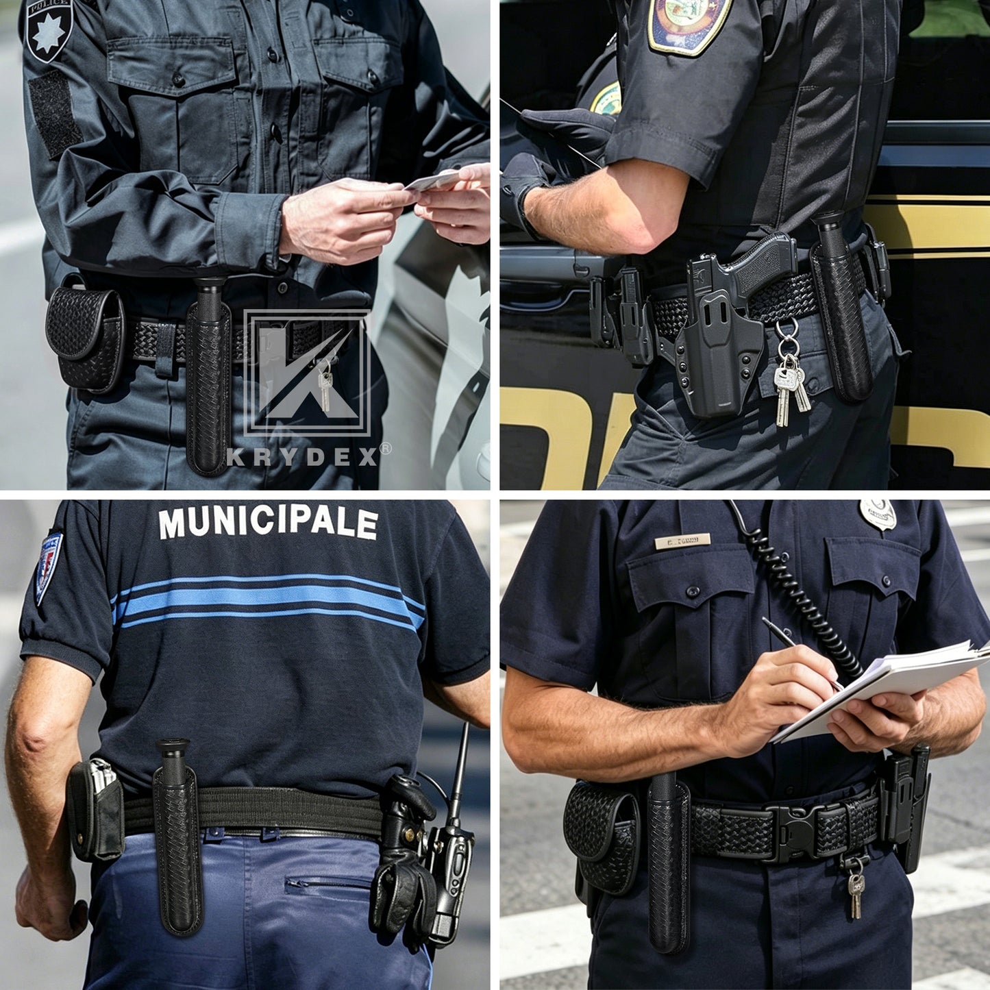 Krydex Molded Baton Holder Fits 16 - 21" Expandable Batons Basket Weave Baton Pouch Fits 1.5" 1.75" 2" 2.25" Duty Belt For Police Security Officer LE