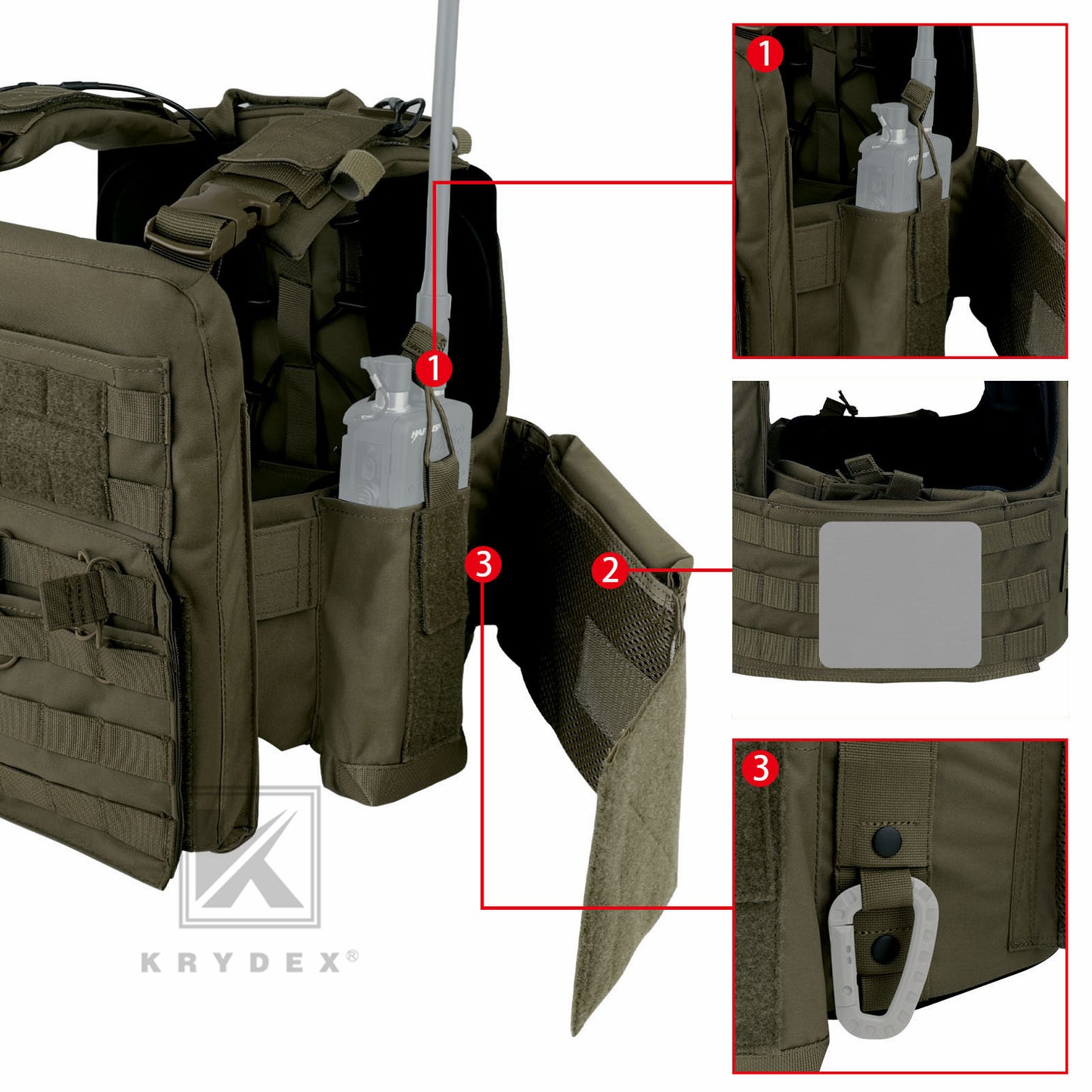 KRYDEX Tactical Plate Carrier Heavy Duty Modular MOLLE Vest