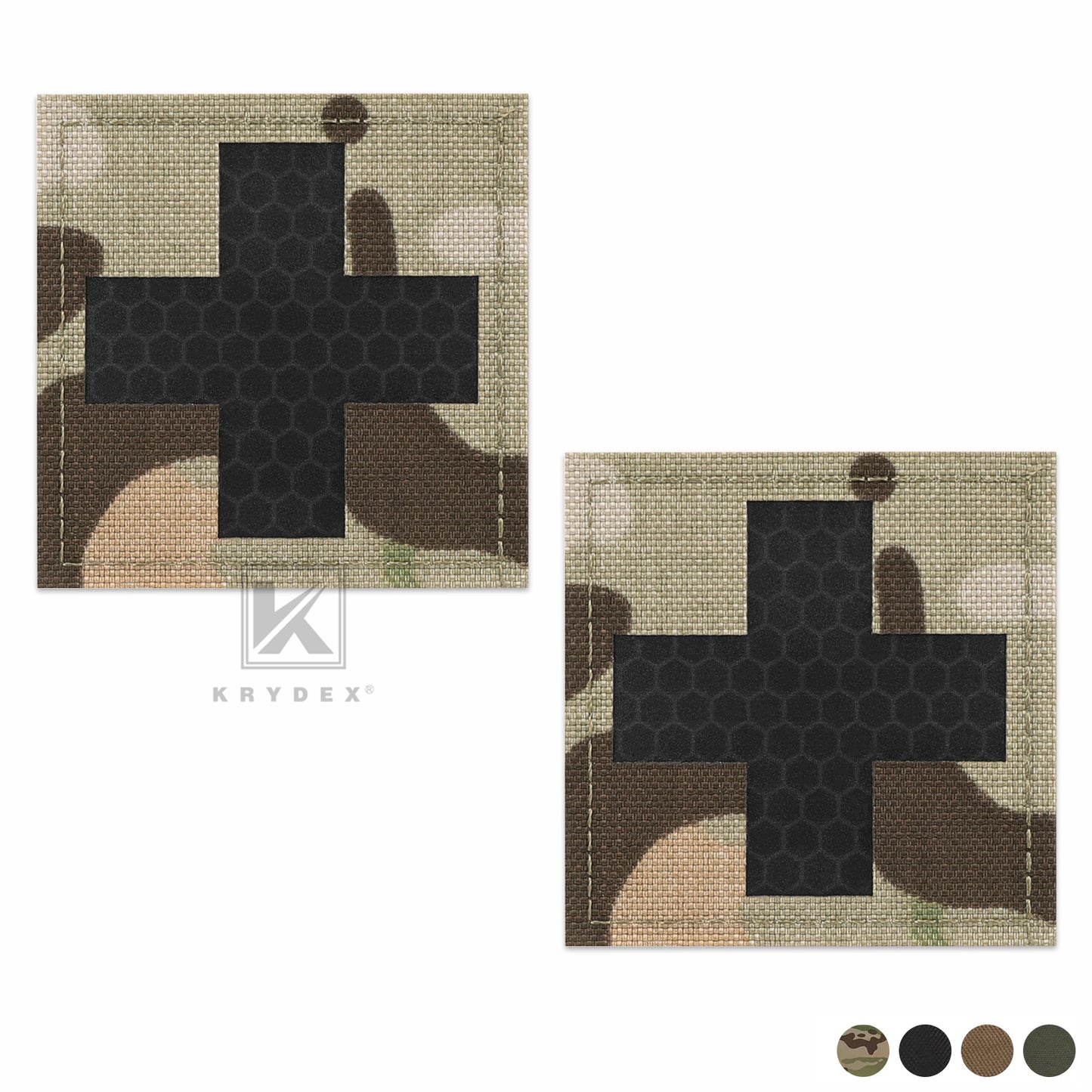 Krydex 2pcs Medical Cross Patches First Aid MED Badge Emergency IFAK Trauma Reflective Patch 2x2 In.