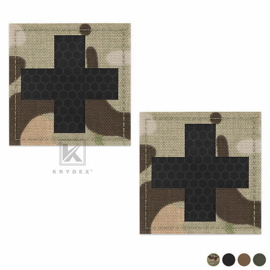 Krydex 2pcs Medical Cross Patches First Aid MED Badge Emergency IFAK Trauma Reflective Patch 2x2 In.
