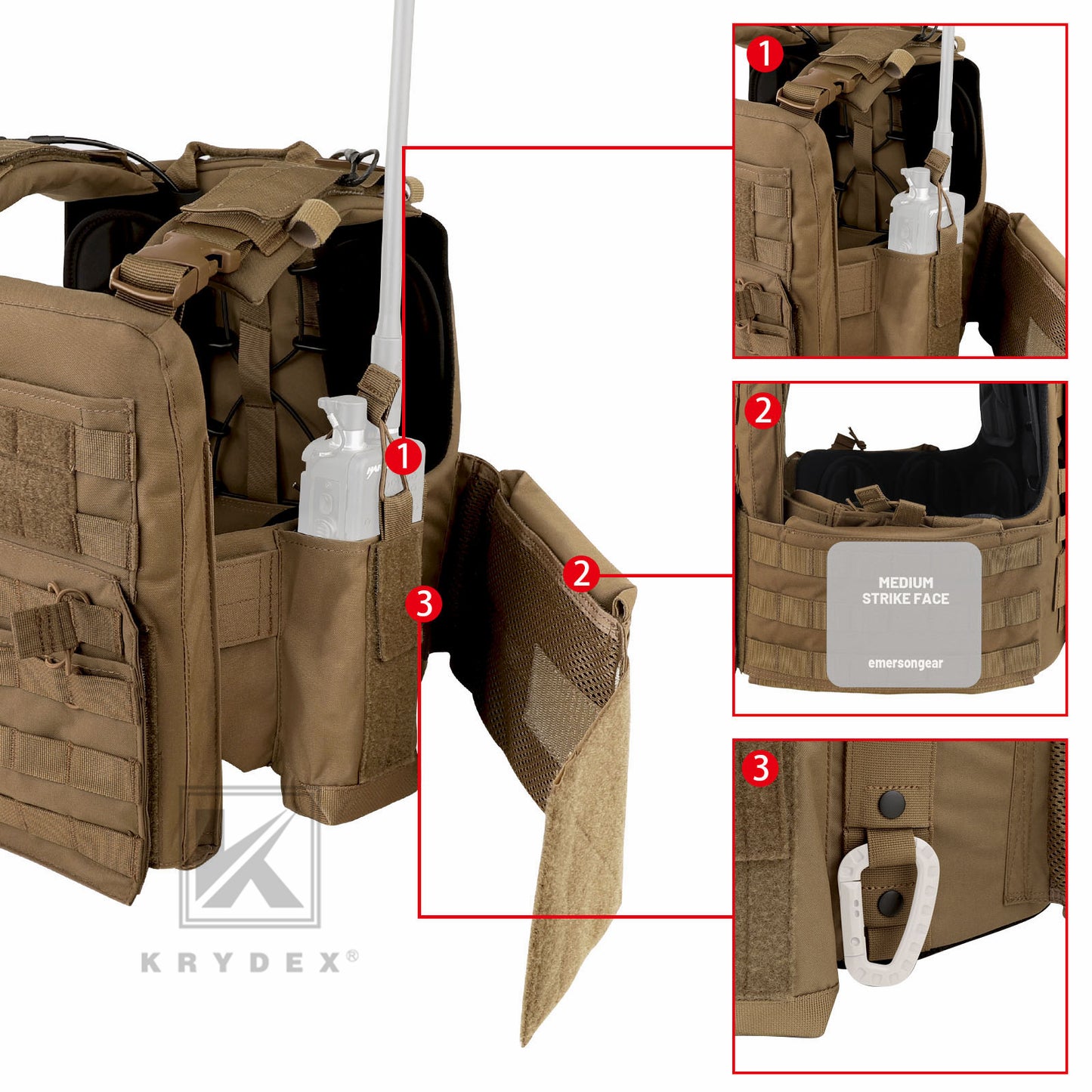 KRYDEX Tactical Plate Carrier Heavy Duty Modular MOLLE Vest