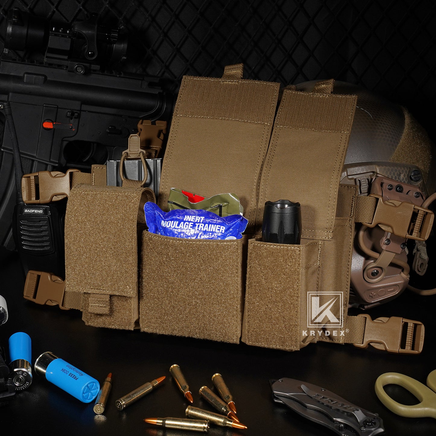 Krydex Tactical Triple 556 Magazine Pouch Placard 3x GP Pouches Detachable Mag Holders for Chest Rig and Vest