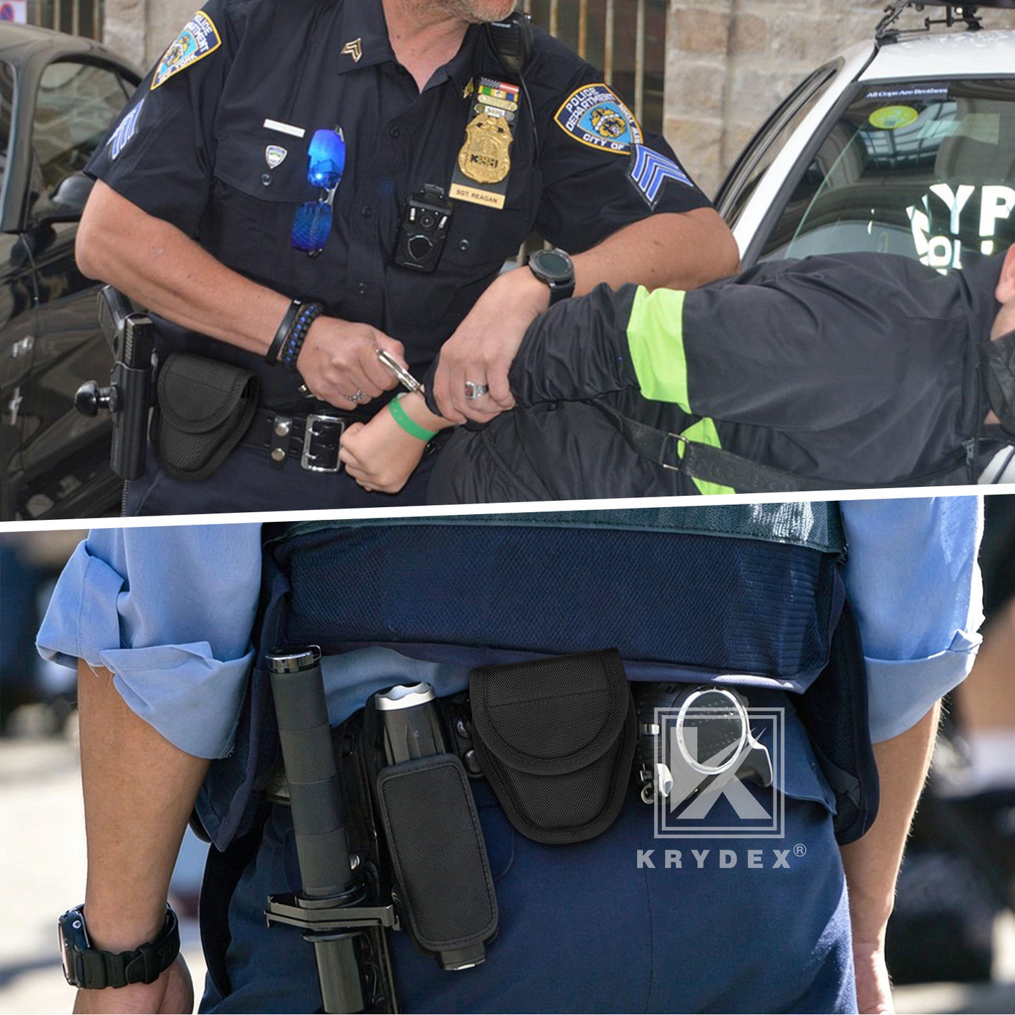 Krydex Hidden Snap Classic Handcuff Case Single Handcuff Pouch Fits 2” & 2.25” Duty Belt For Police Law Enforcement & Security Guard Equipment