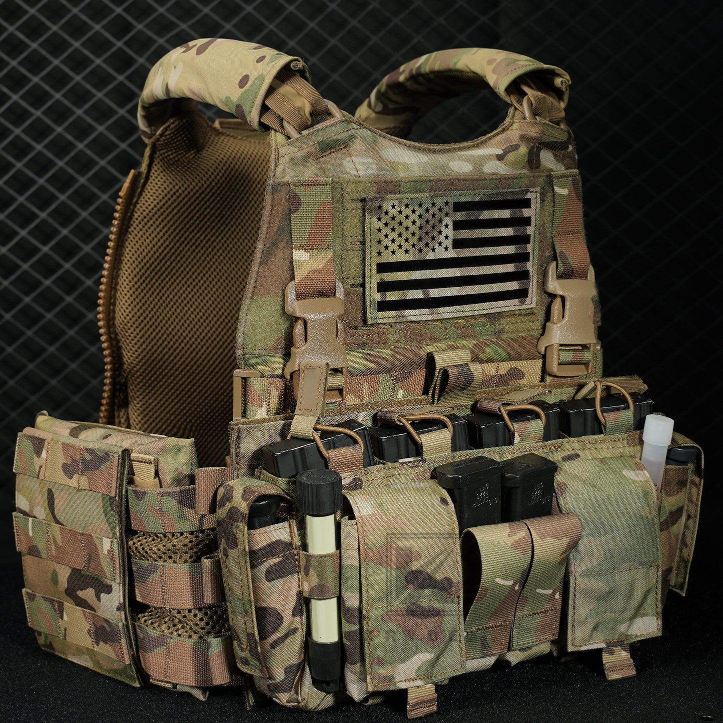 KRYDEX Tactical SCARAB Plate Carrier Heavy Duty Modular MOLLE Vest + MF IV Placard 556 & 9mm Magazine Pouch