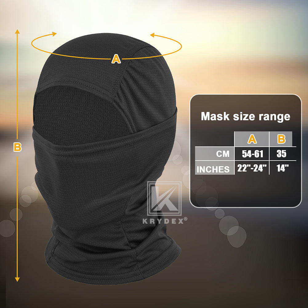Krydex Tactical Face Mask Balaclava Camouflage Full Head Wrap Quick Dry Neck Gaiter UV Protection Hood for Motorcycle Cycling Hiking Hunting