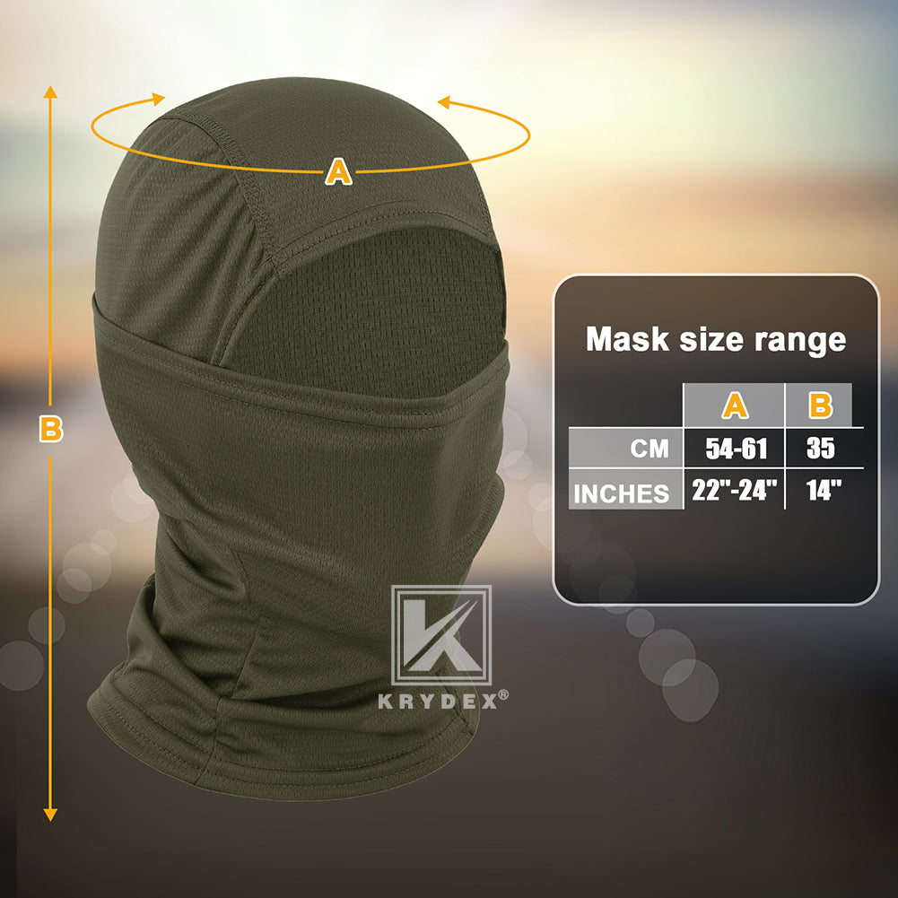 Krydex Tactical Face Mask Balaclava Camouflage Full Head Wrap Quick Dry Neck Gaiter UV Protection Hood for Motorcycle Cycling Hiking Hunting