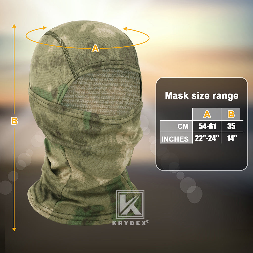 Krydex Tactical Face Mask Balaclava Camouflage Full Head Wrap Quick Dry Neck Gaiter UV Protection Hood for Motorcycle Cycling Hiking Hunting