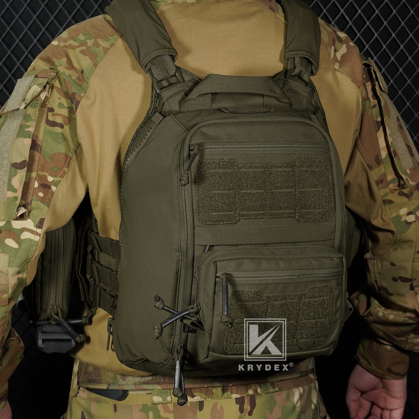 Krydex Tactical Zip-on Back Panel for Scarab Vest MOLLE Helmet Hydration Backpack