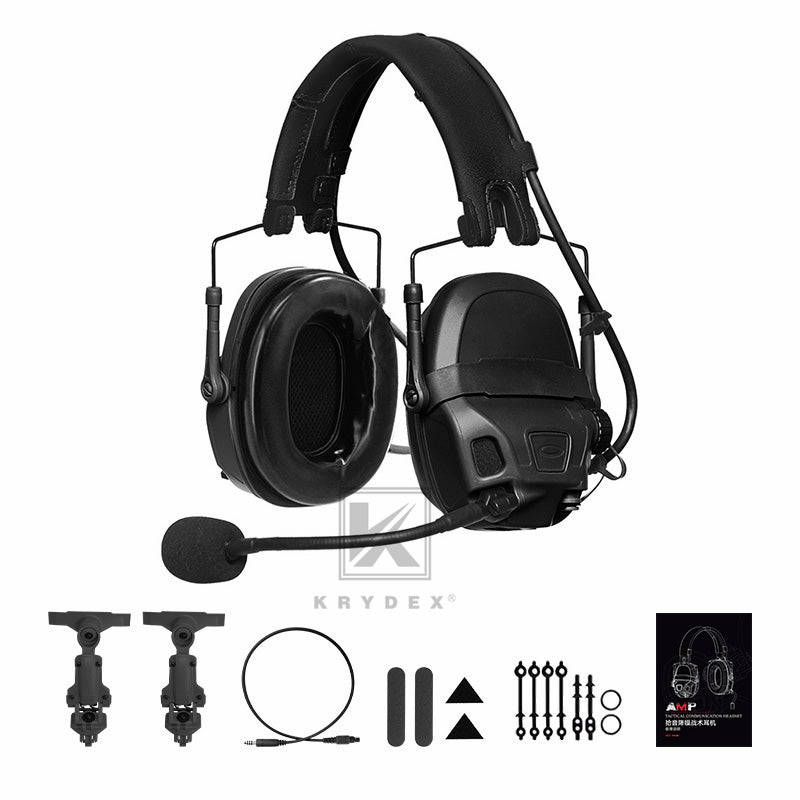 KRYDEX FCS AMP Tactical Headset Communication Noise Reduction Gear V20 V60 PTT