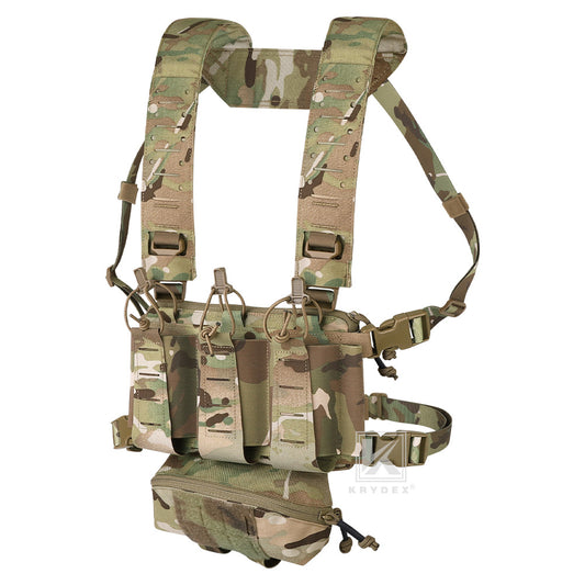 Krydex Tactical Chest Rig Triple Elastic 556 Magazine Pouch Placard GP Pouch Mini Drop Dangler Pouch
