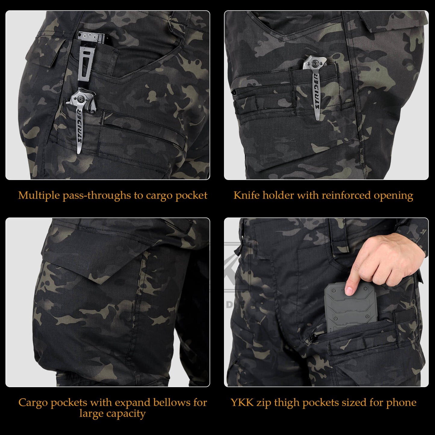 Krydex Tactical Men’s Combat Pants with Knee Pads Uniform Trousers