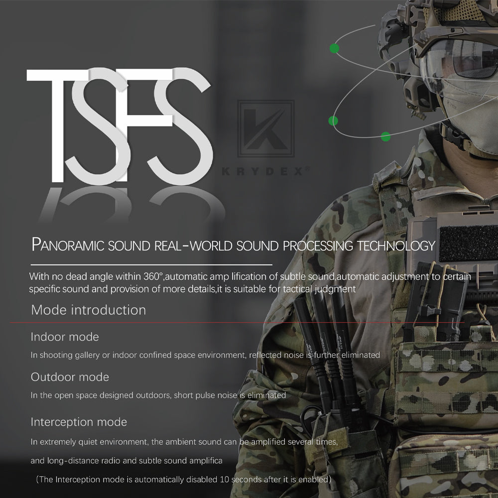 KRYDEX FCS AMP Tactical Headset Communication Noise Reduction Gear V20 V60 PTT