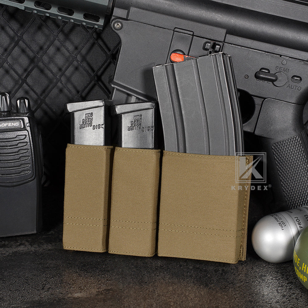 Krydex Tactical Double 9mm & 5.56 Magazine Pouch Mag Holder Duty Belt & Molle Compatible