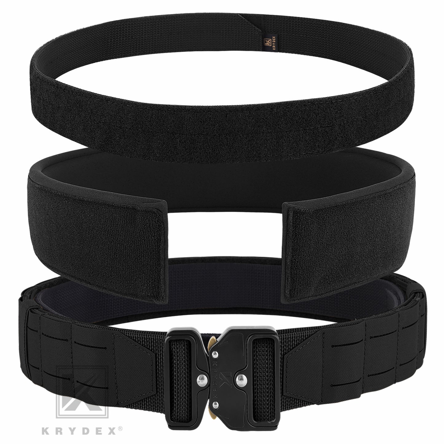 Krydex Tactical Molle Belt Quick Release Duty Gun Shooting Belt Laser Molle Padded Load Bearing Stiffened Belt